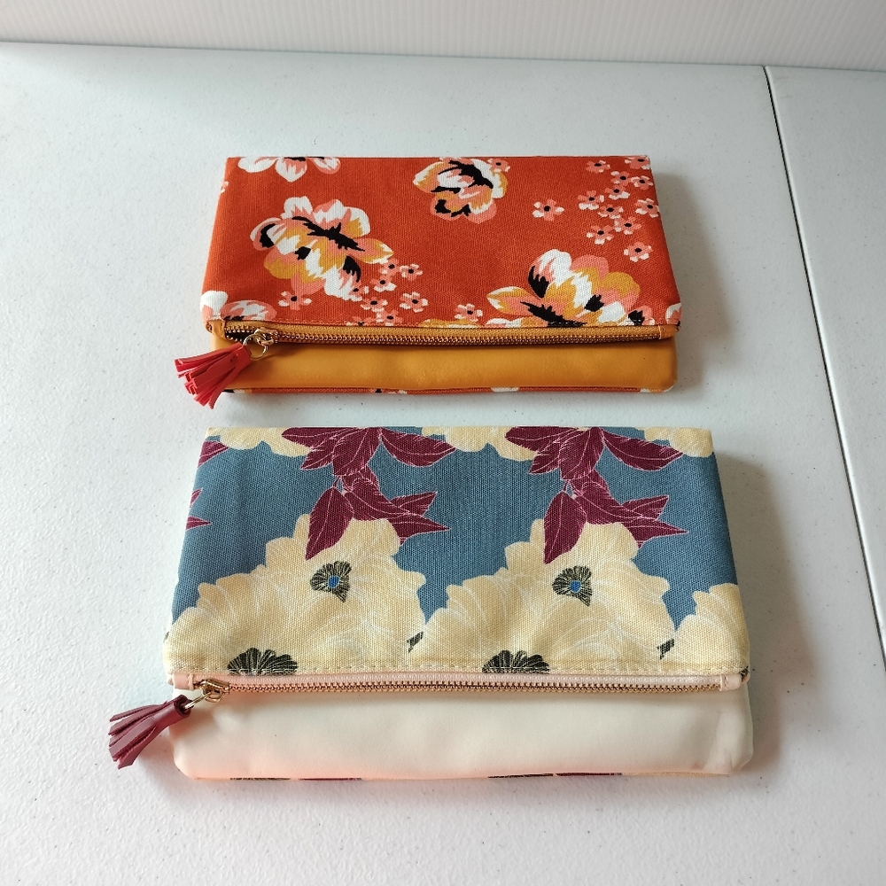 Set Of 2 Rachel Pally Floral Makeup accessory Clutch Bag Travel Artsy Vacation